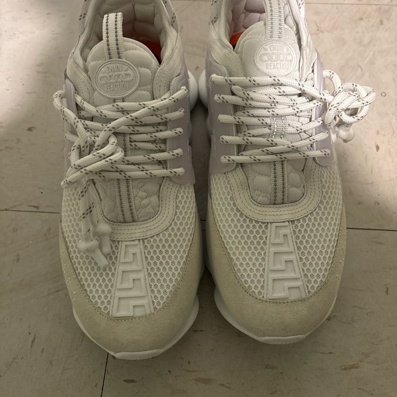 White Versace Chain Reaction Sneakers - Picture 1 of 9